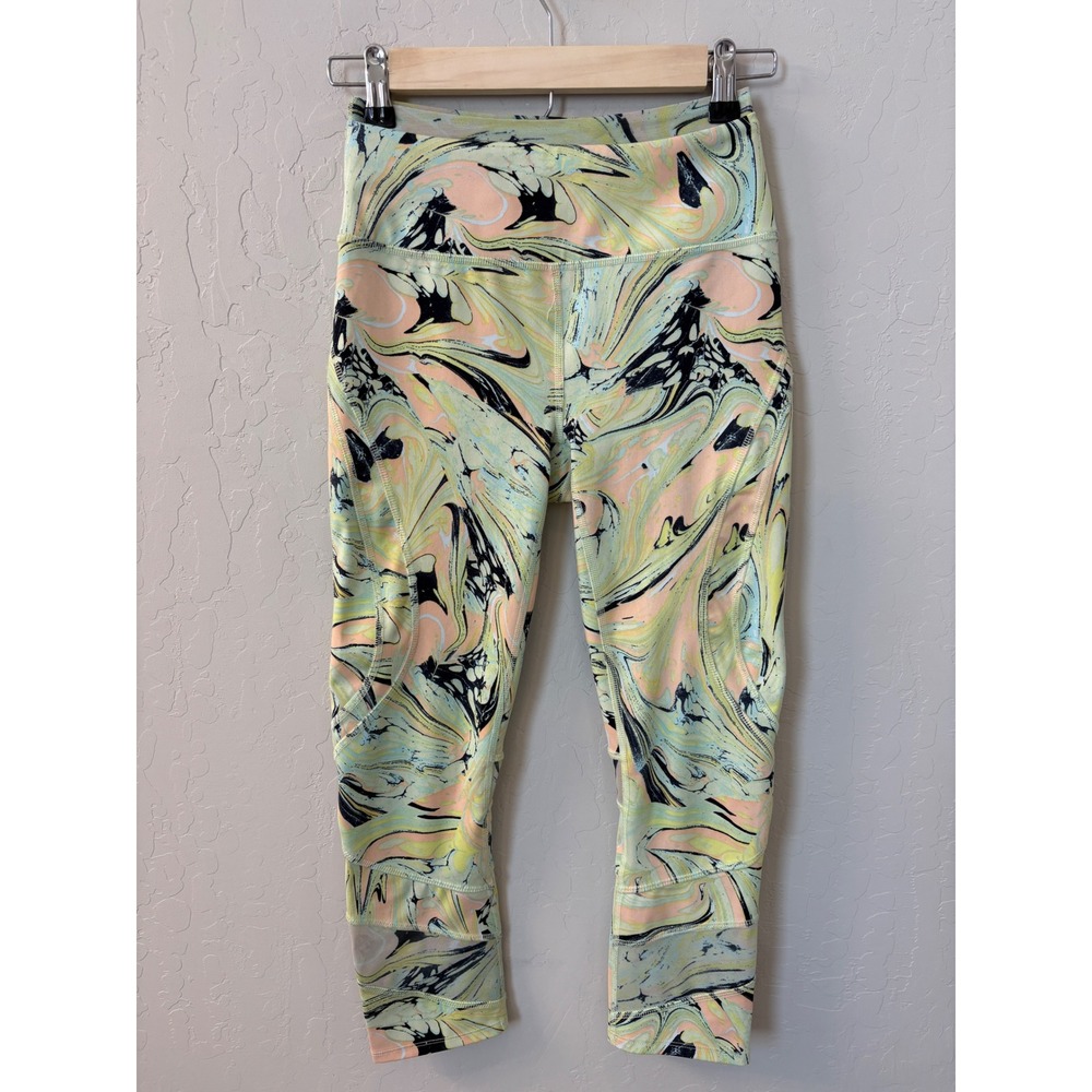 Free People FP Movement Green Marble Lose Your Marbles High Waist Leggings Sz XS